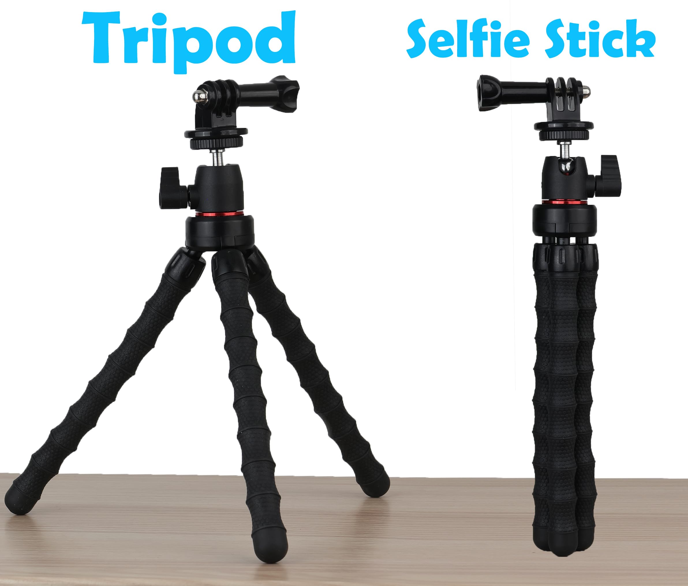 Trípode flexible para cámara compatible con GoPro Hero 12, 11, 10, 9, trípode flexible de rotación de 360°, soporte de montaje para vlogging