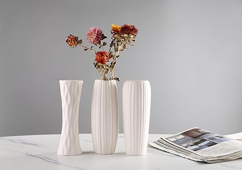 Miniatura 8 de -Jarrón de cerámica blanca para decoración del hogar, jarrón seco de estilo moderno, comedor, dormitorio, oficina, sala de estar, buenos accesorios