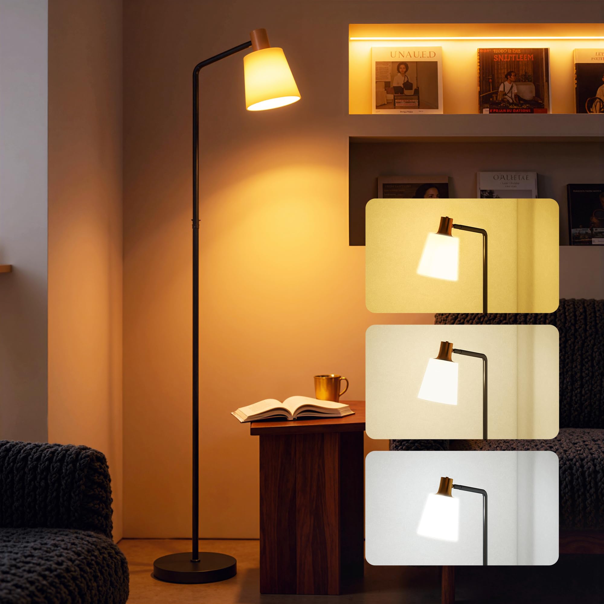 Homcom Unisex Black Standing Lamp With Rotatable Head, Modern Floor Lamp, 140Cm