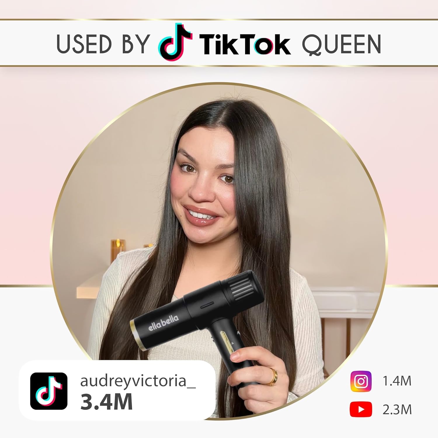 ELLA BELLA® Ionic Salon Hair Dryer with Diffuser • Negative Ion Blow Dryer • for All Hair Types • Intelligent Heat & Speed Control • Lightweight & Low-Noise Design • Rapid Drying & Precision Styling - Image 6