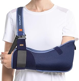 VELPEAU Arm Sling Shoulder Immobilizer for Women and Men, fit Left or Right Arm - Rotator Cuff Support Brace -Medical Sling for Shoulder, Clavicle, Elbow Injury (Breathable type, 2X-Large: Bust 47″-53″)