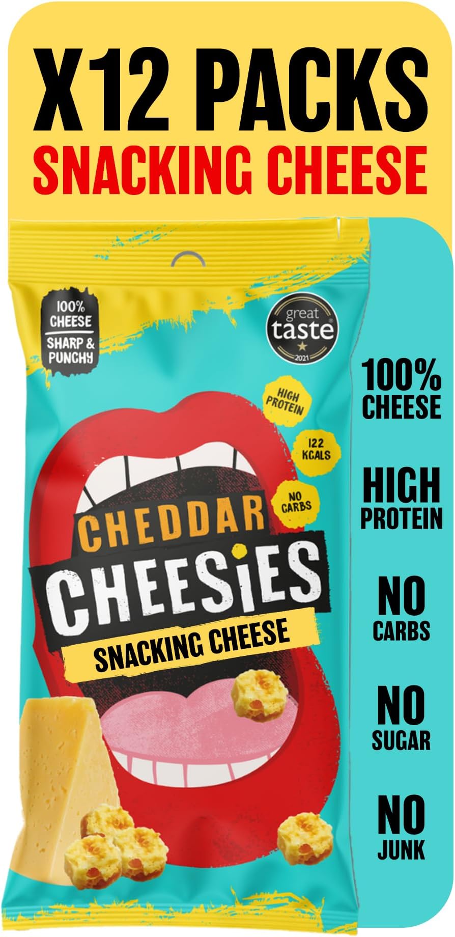 Crunchy Snacking Cheese Keto Snack. Sugar Free, Gluten Free, No Carb, High Protein, Vegetarian