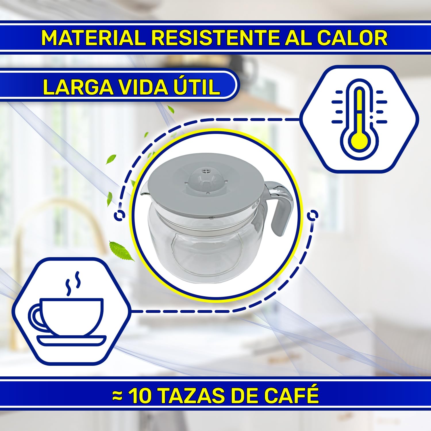 Jarra Cafetera Goteo con Tapa 200x150x130 mm con Código Original 697650076 DCGC01 para Smeg - Garantía de 10 Años - MONTERAL