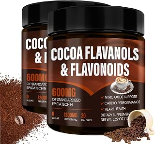 High Flavanol Cocoa Powder – 1200mg Cocoa Flavanols per Serving with 600mg Epicatechin & Natural Flavonoids Vegan– Support Daily Energy(1)