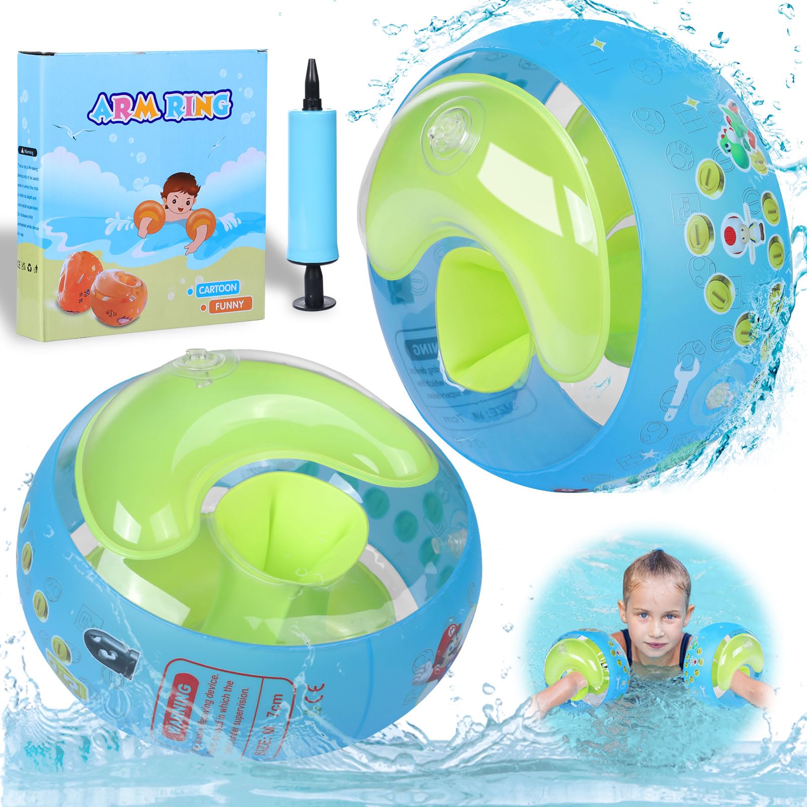 Manguitos Natacion Niños Brazalete Hinchable para natación, Alas de Agua Inflable Brazo Flotador Ayuda para la natación para Niñas de 1 a 4