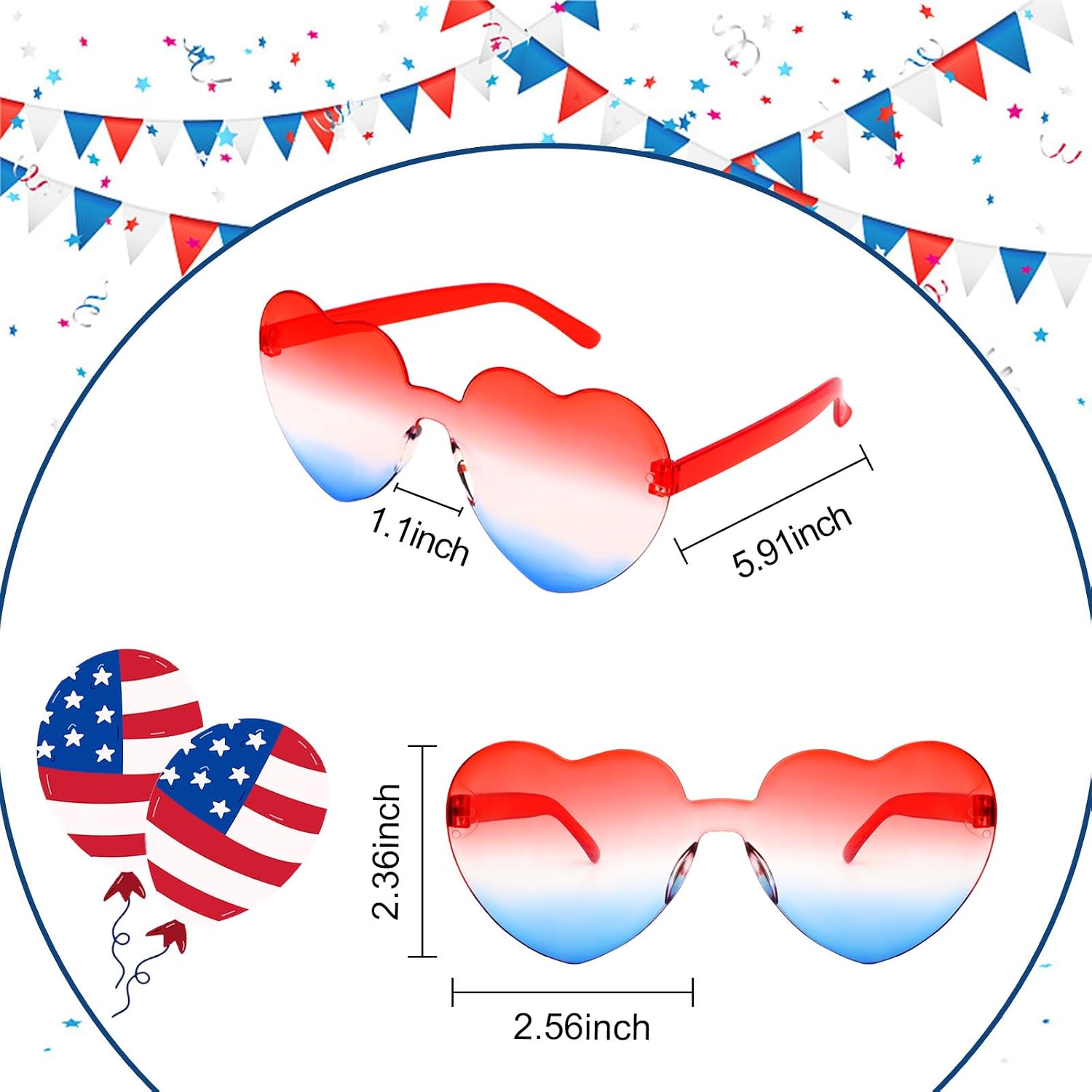 Star & Heart Patriotic Sunglasses 2PCS