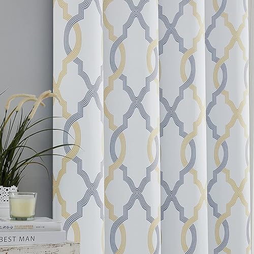 Miniatura 7 de Cortinas opacas completas marroquíes con aislamiento térmico y ojales para sala de estar, juego de 2 paneles de cortinas térmicas, 52 pulgadas de