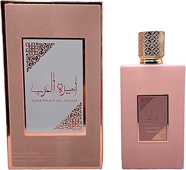 Lattafa Asdaaf Ameerat Al Arab Prive Rose pour Femme Eau de Parfum Vaporisateur, 3,4 oz