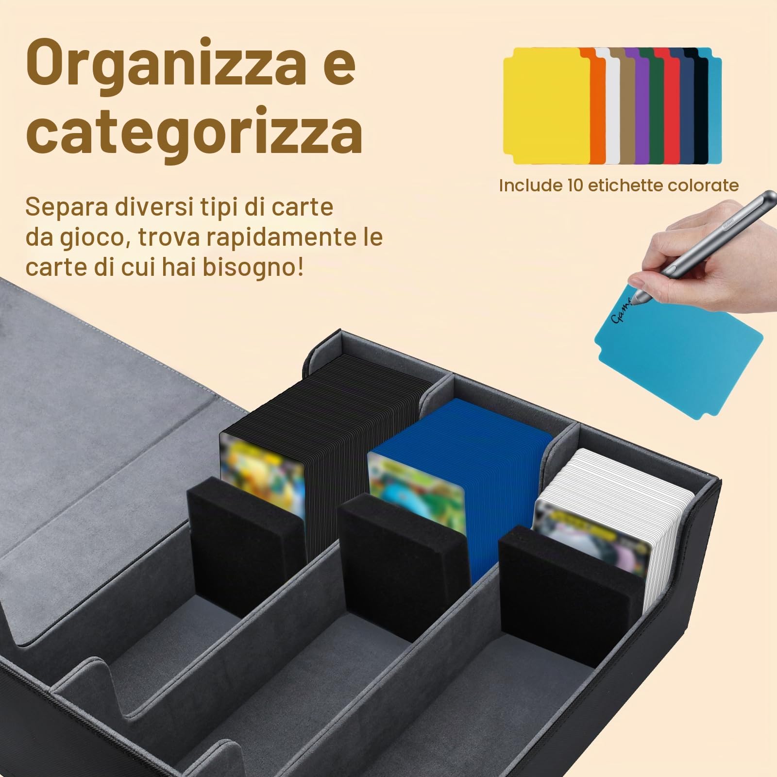 Deck Box per carte Magic The Gathering,Magnetic Scatola di Carte da Collezione per 1800+ Carte con 10 Divisori, Compatibile con MTG/TCG/YGO