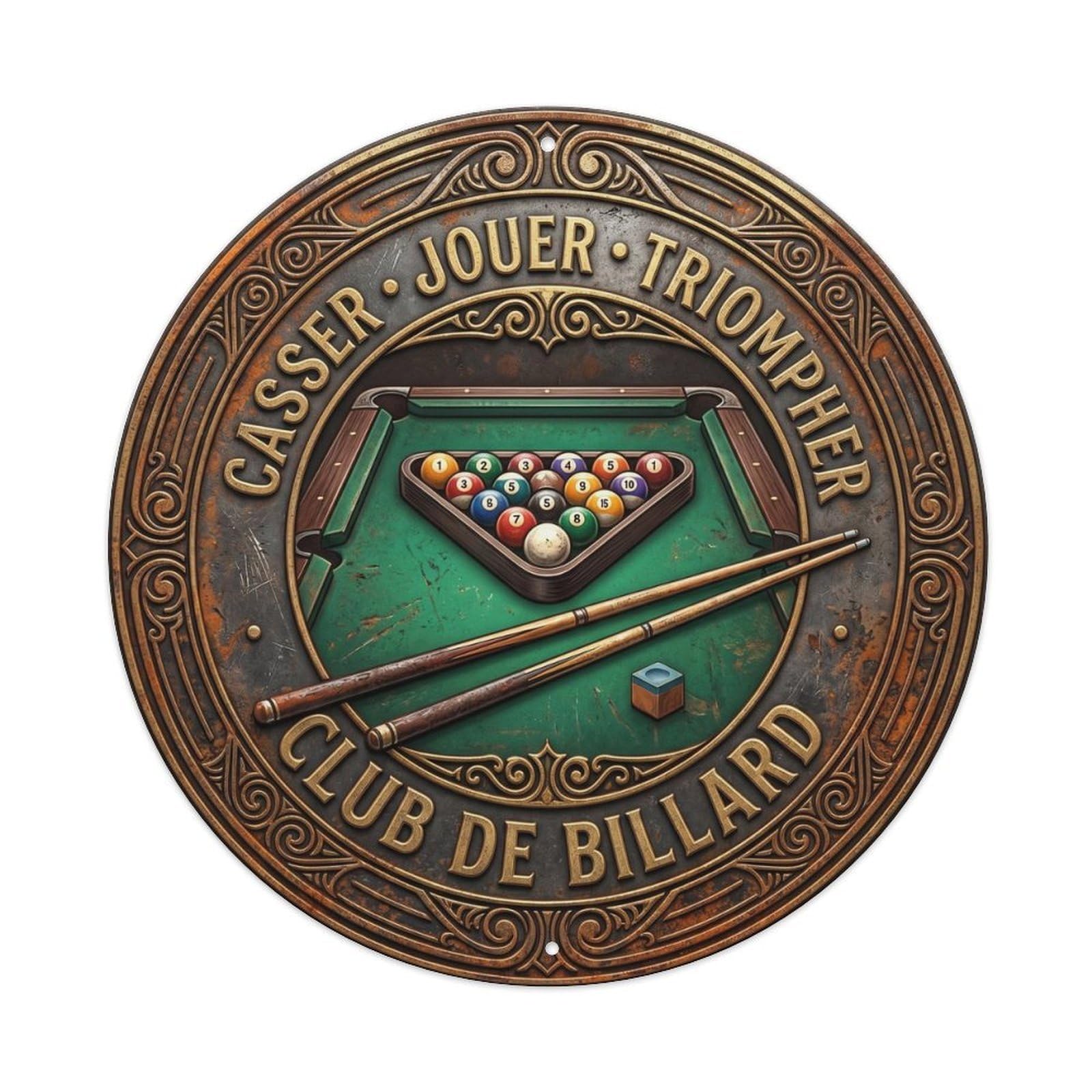Cwbufd Vintage Style Break Play Triumph Pool Club Vintage Metal Tin Sign Plaque Wall Decor For Cafe, Club Bar, Office, Garden Metal Poster 8X8inch