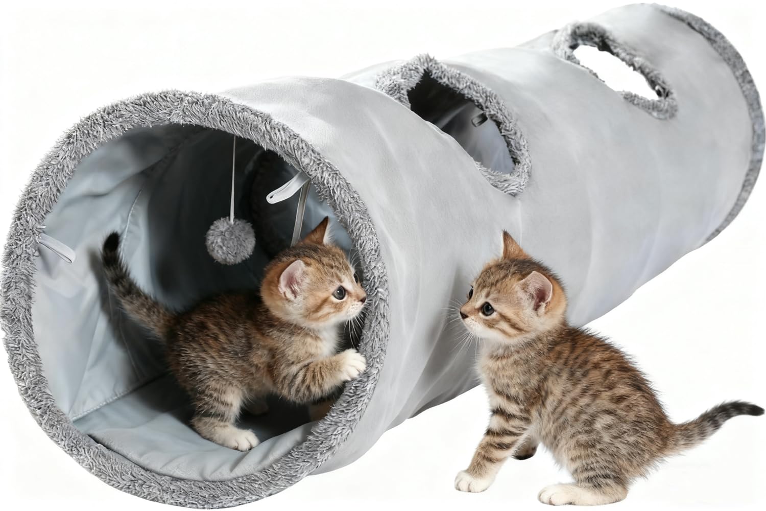 Primst Tunnel per gatti, grande, per interni ed esterni, pieghevole, per animali domestici, con borsa portaoggetti per gatti, cani, cuccioli, gattini, conigli, 129,5 x 30,5 cm