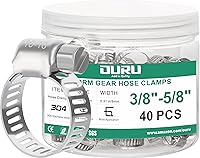 Vista 20 de Juego de 24 abrazaderas de manguera de acero inoxidable ajustables de 1/2"– 3/4" (13-19mm) con engranaje sinfín, abrazaderas de manguera de metal