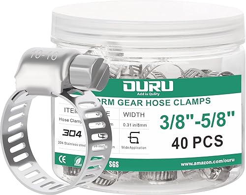 Miniatura 21 de Juego de 24 abrazaderas de manguera de acero inoxidable ajustables de 1/2"– 3/4" (13-19mm) con engranaje sinfín, abrazaderas de manguera de metal