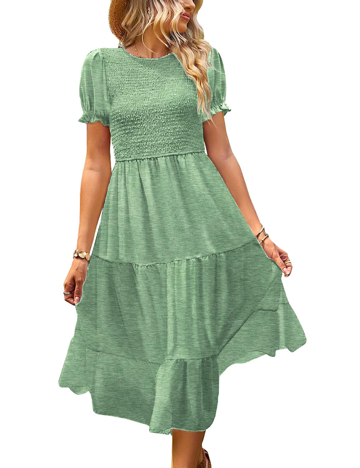 YESNO Sommerkleid für Damen, lässig, kurzärmelig, Blumenmust
