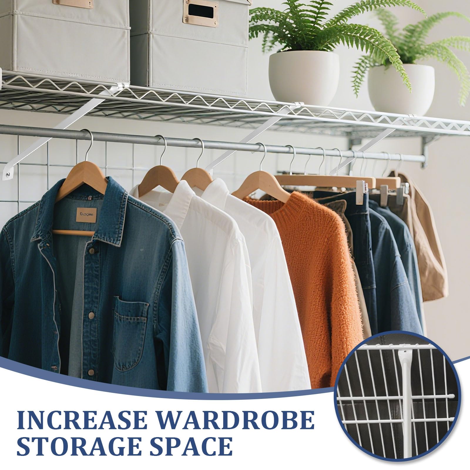 16-Inch Wire Shelf Support Brackets Set – 4 Brackets, 8 Hooks & 4 End Brackets – Heavy-Duty Epoxy-Coated Steel For Closets & Pantries