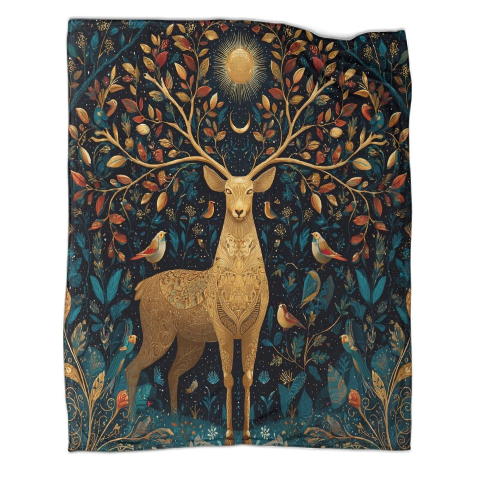 kaiyun Deer with Antlers Shaped Like A Tree of Life Throws,Soft And Warm Printed Flannel for Bed And Sofa 70x80inch(180x200cm)