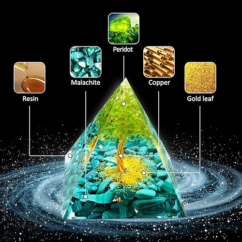 Miniatura 3 de Pirámide de cristal de orgón, torre de energía curativa de chakras, pirámide de cristales curativos para energía positiva, joyería de piedra