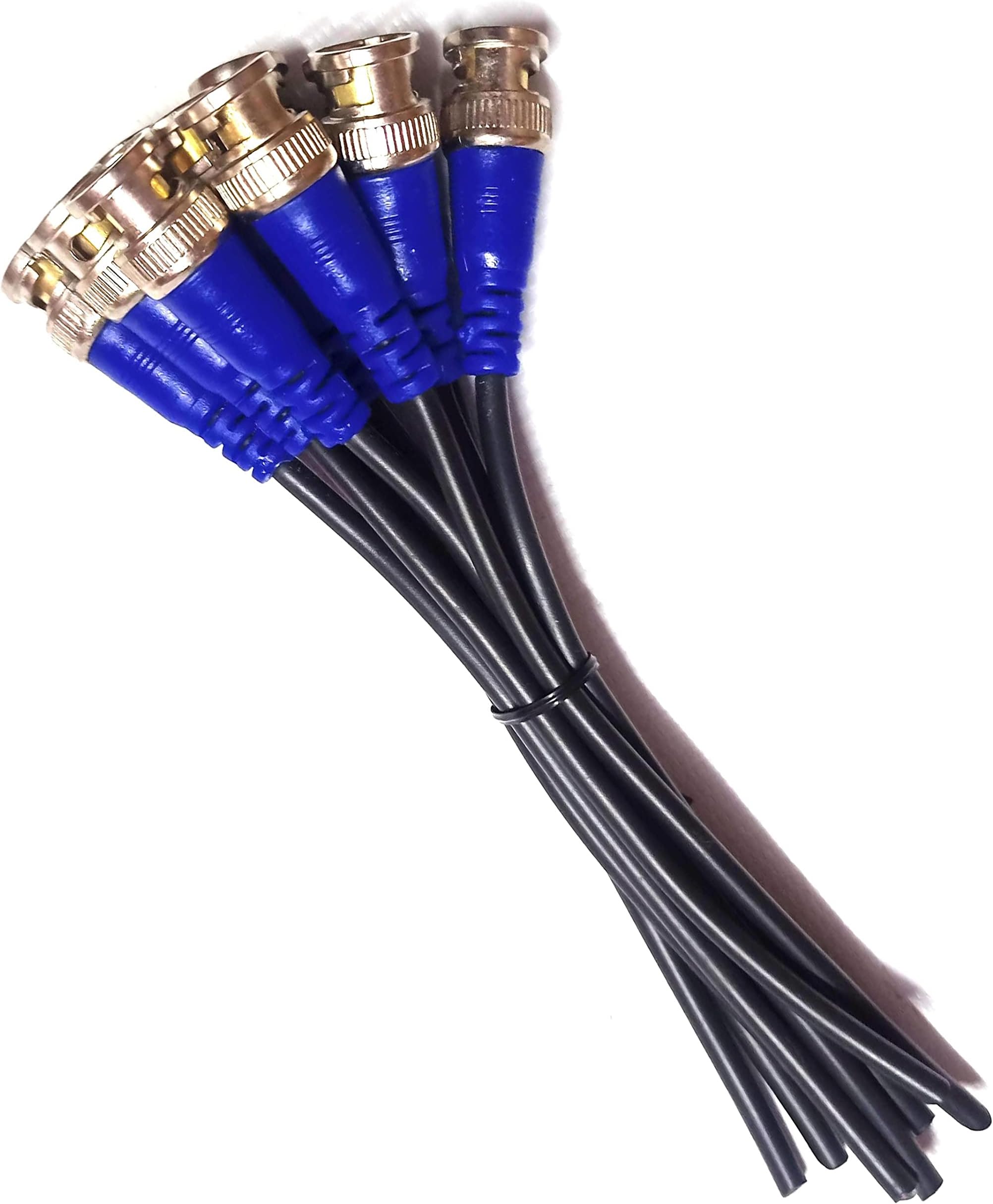 TAAPSEE 15 Pieces BNC Connector with Copper Wire Moulded - 18CM for Surveillance CCTV Camera (BLUE)