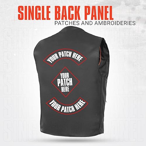 Miniatura 2 de Daniel Smart Biker Vest for Men Premium Cowhide Leather Motorcycle Vest with Plain Sides Design & Concealed Armory Pockets