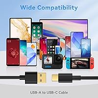 Vista 5 de Cable USB A a USB C de 10 pies (paquete de 5), cable de carga rápida tipo C, cargador de 20V3A 60W (MAX) compatible con Samsung S21 S20 S10 S9 S8