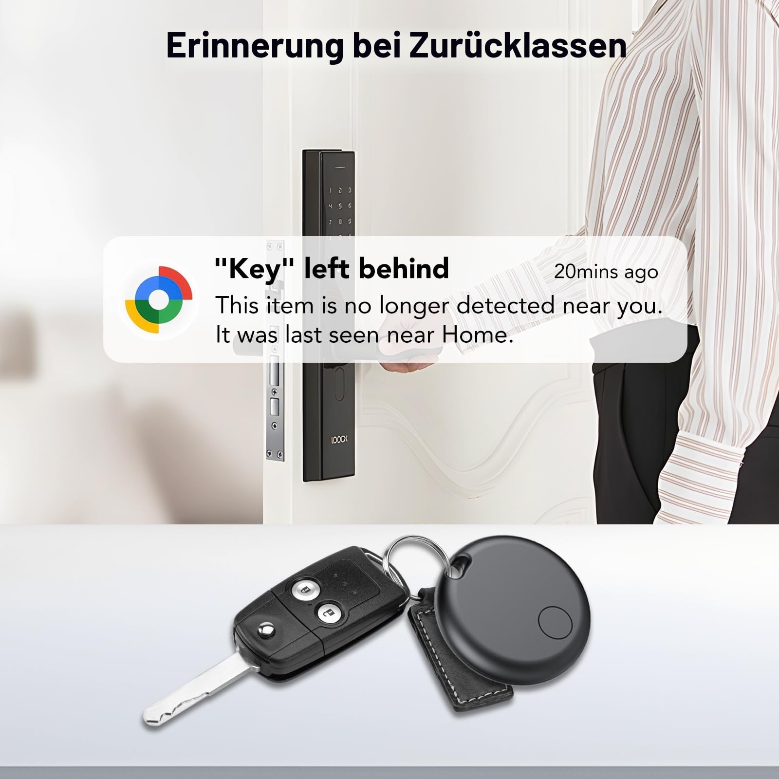 Smart Tracker Tag Android, Bluetooth Schlüsselfinder | kompatibel mit Google Find Hub (NUR Android), Air Tracker Tag Schlüsselanhänger für Koffer, Schlüssel, Gepäck (4er-Pack)