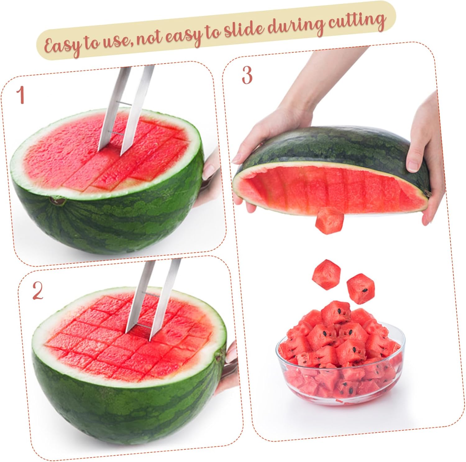 PRETYZOOM 2 Pcs Stainless Steel Watermelon Cutter Tool for Fruits Xmas