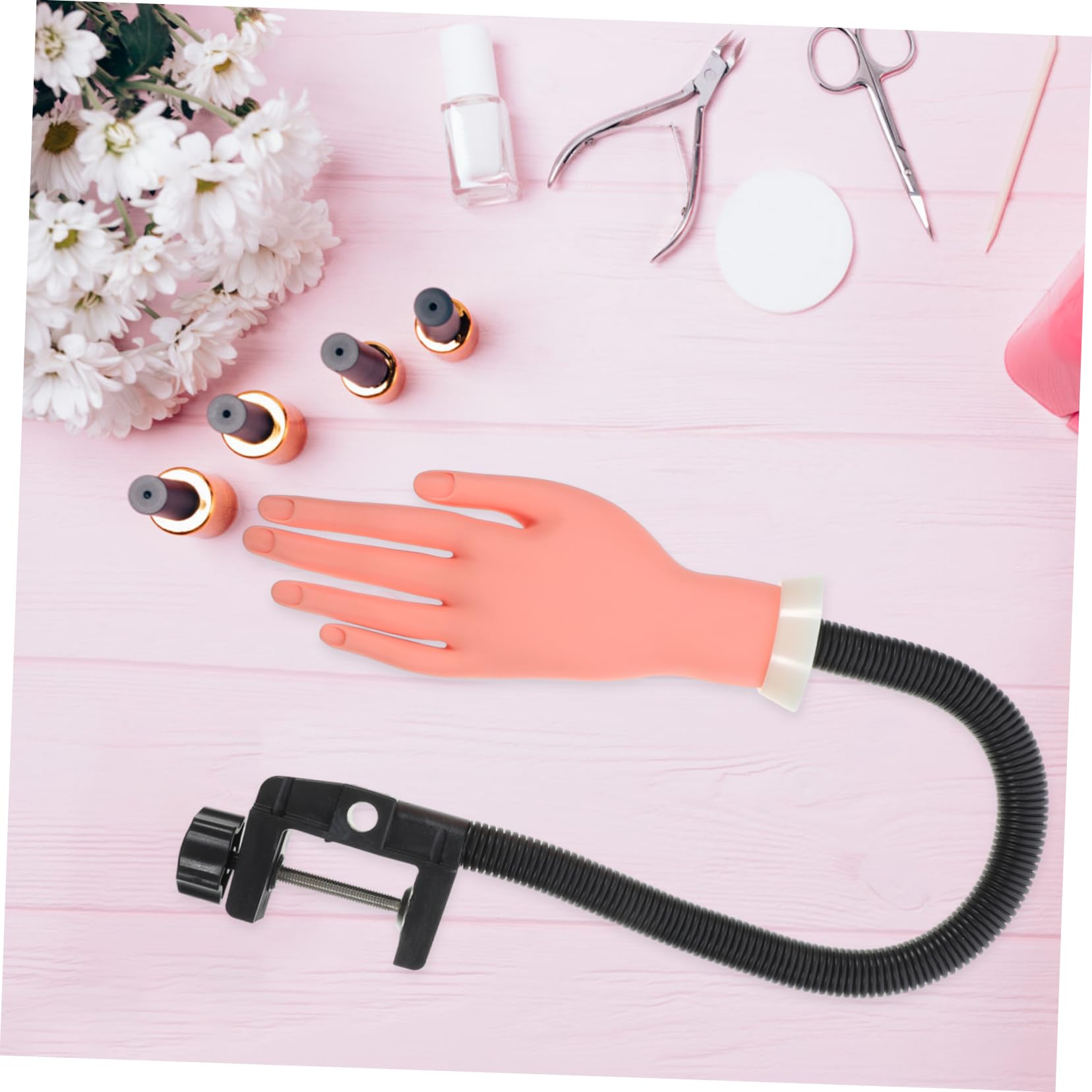 Mano Artificiale per Manicure con 100 Pezzi Unghie Finte in Plastica, Struttura Flessibile e Pratica per Esercitazione Nail Art e Training Professionale