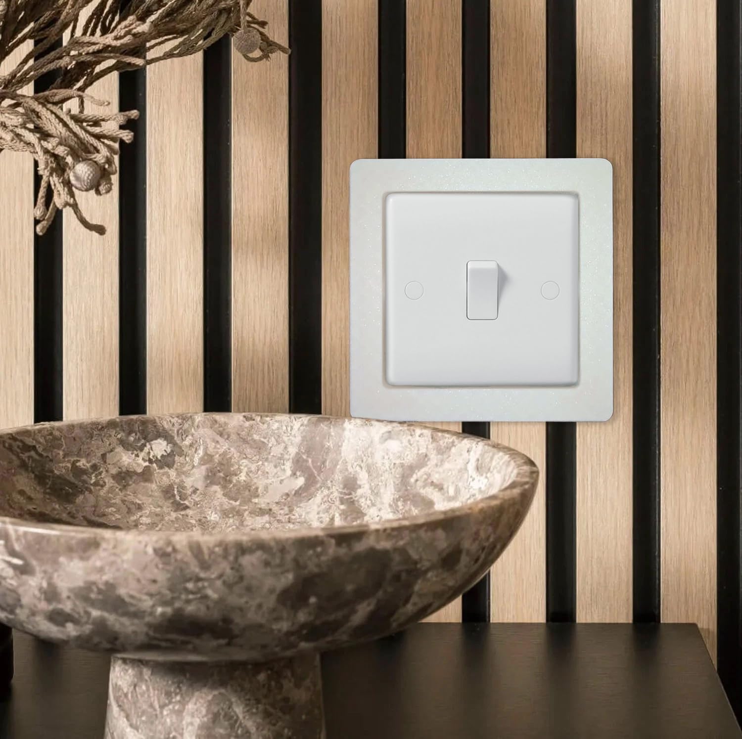 Goods Emporium White Acoustic Wall Panel Socket Surround Trim, Uk Plug Socket Spacer Switch Frame For Slat Wall Panels, Black Or Single And Double 1 Gang 2 Gang Options (1, 1 Gang - Single)