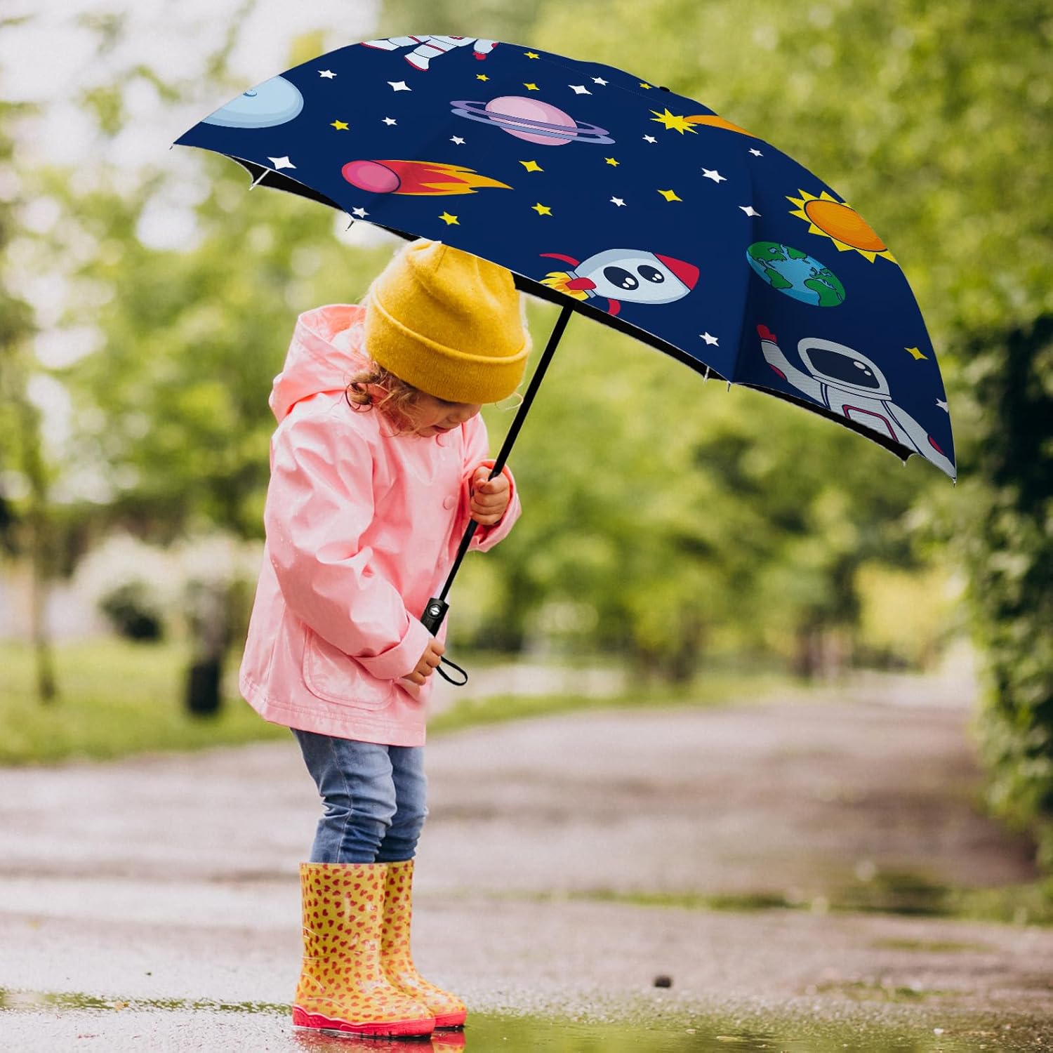 Automatic Compact small Travel Folding Umbrella for Women, Portable & Lightweight with Windproof and UPF 50+ Sun & Rain Protection