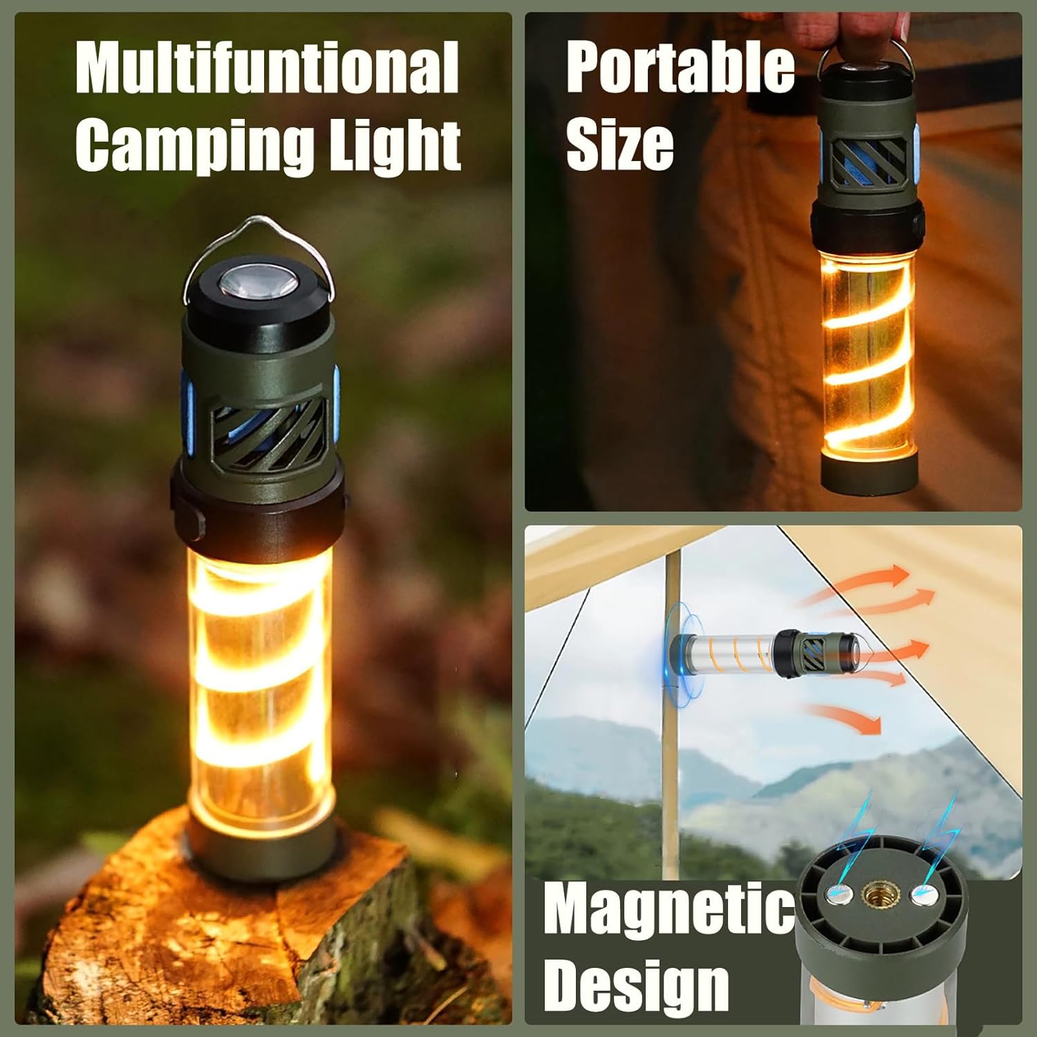 Repelix 𝓜𝓸𝓼𝓺𝓾𝓲𝓽𝓸 Repellent, Buzz Defense Portable, LED Rechargeable Flashlight Camping Lantern with Dual-Heating, Magnetic Design, Tripod Mount Buzz Repel Light for Patio Camping, 12Refills