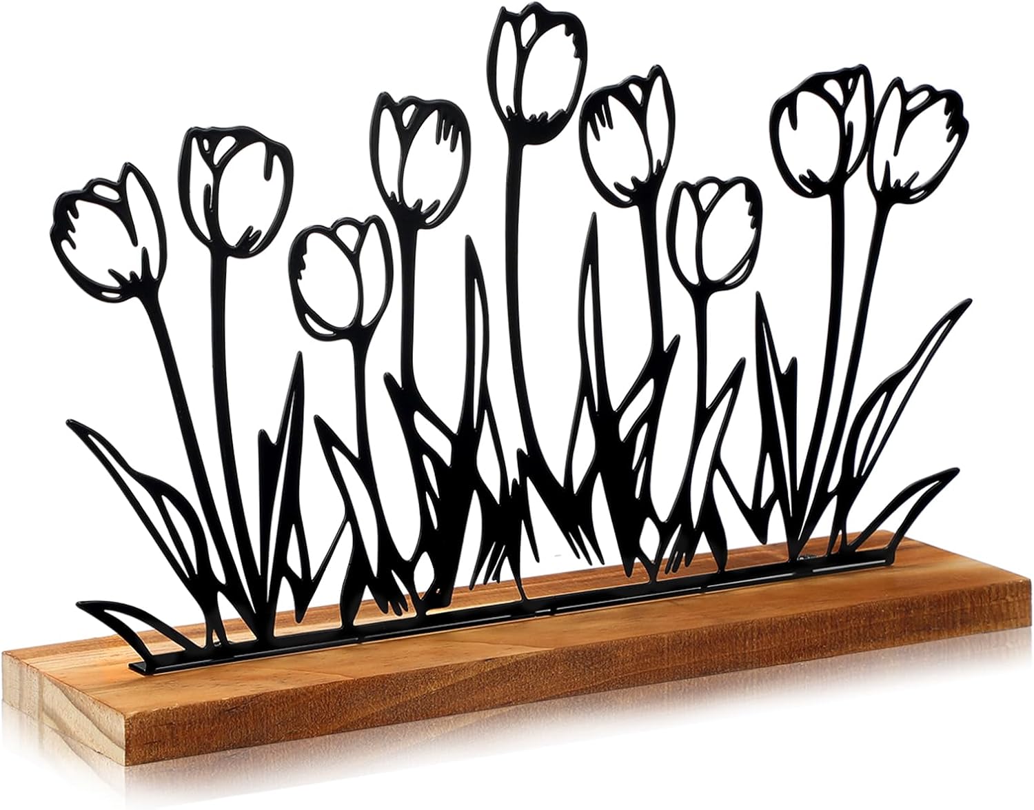 Thyle Metal Spring Tulip Stand Floral Home Decor Tulip Flowers Farmhouse Decor Metal Tray Spring Flower Art Supplies Table Centerpiece Home Party Decoration(12.4 x 11.8 Inches)