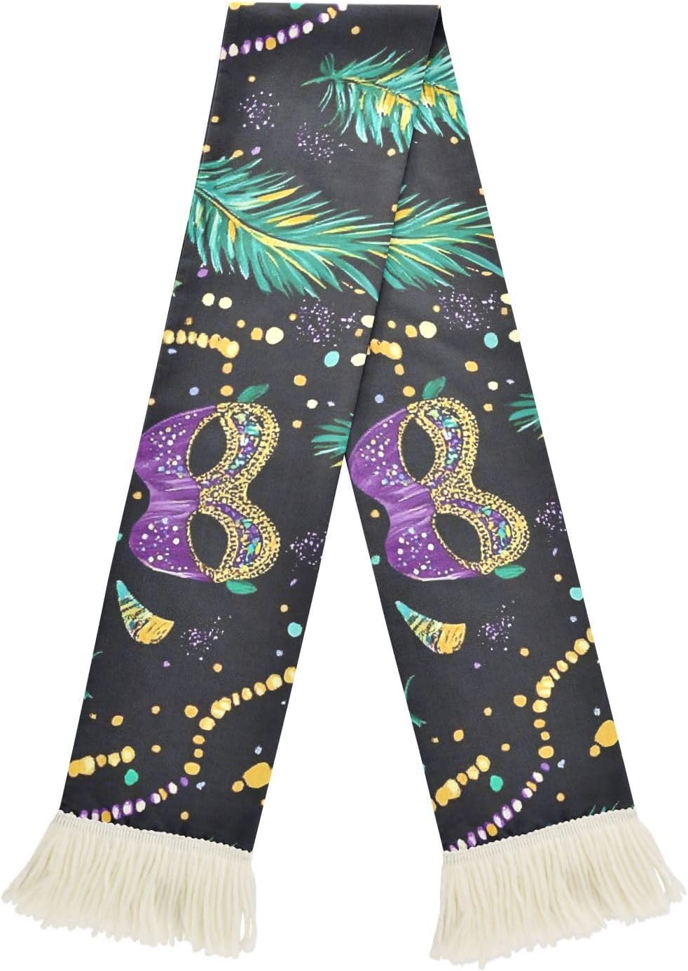 CHIFIGNO Festive Black Sports Fan Scarf, Soft Polyester Soccer Scarf for Match Days, Quick Dry Absorbent White