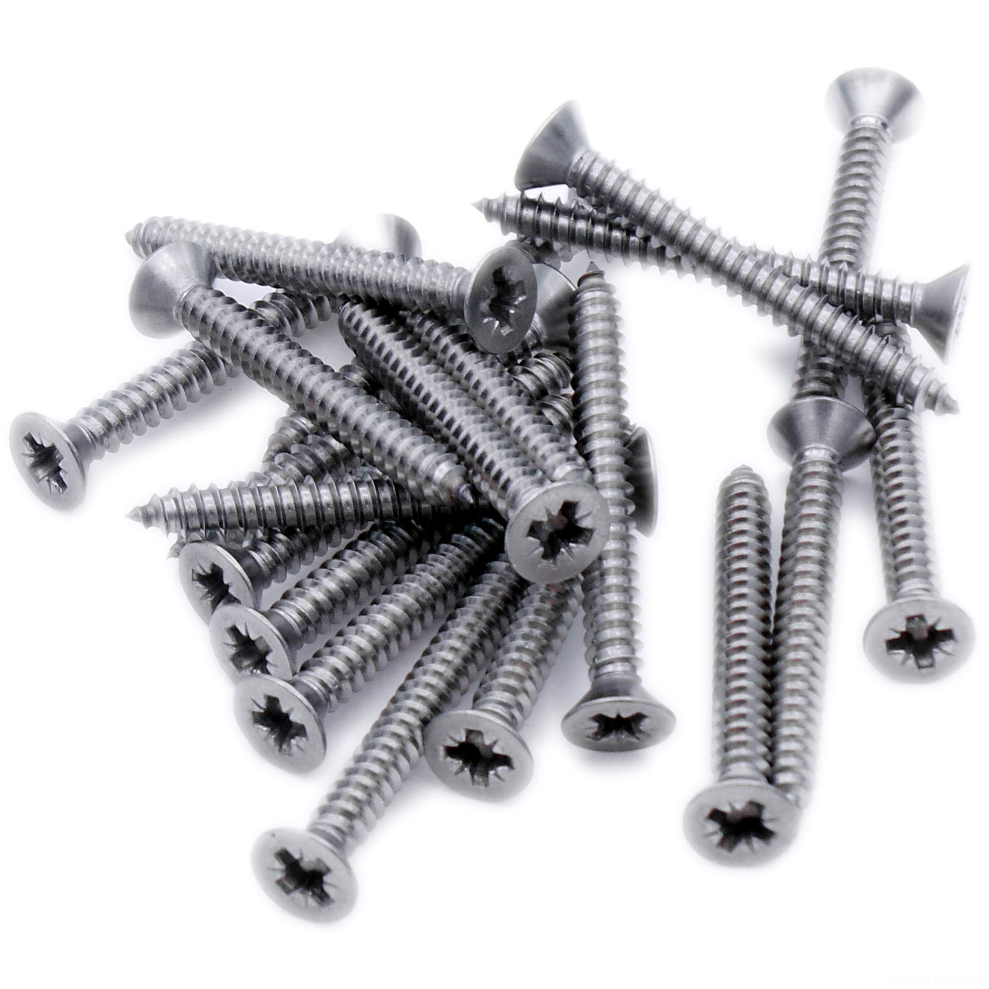 Singularity Supplies Silver No.2 X 0.375 (2.2Mm X 9.5Mm) Pozi Countersunk Self-Tapping Screw - Stainless Steel (A2) (Pack Of 20)