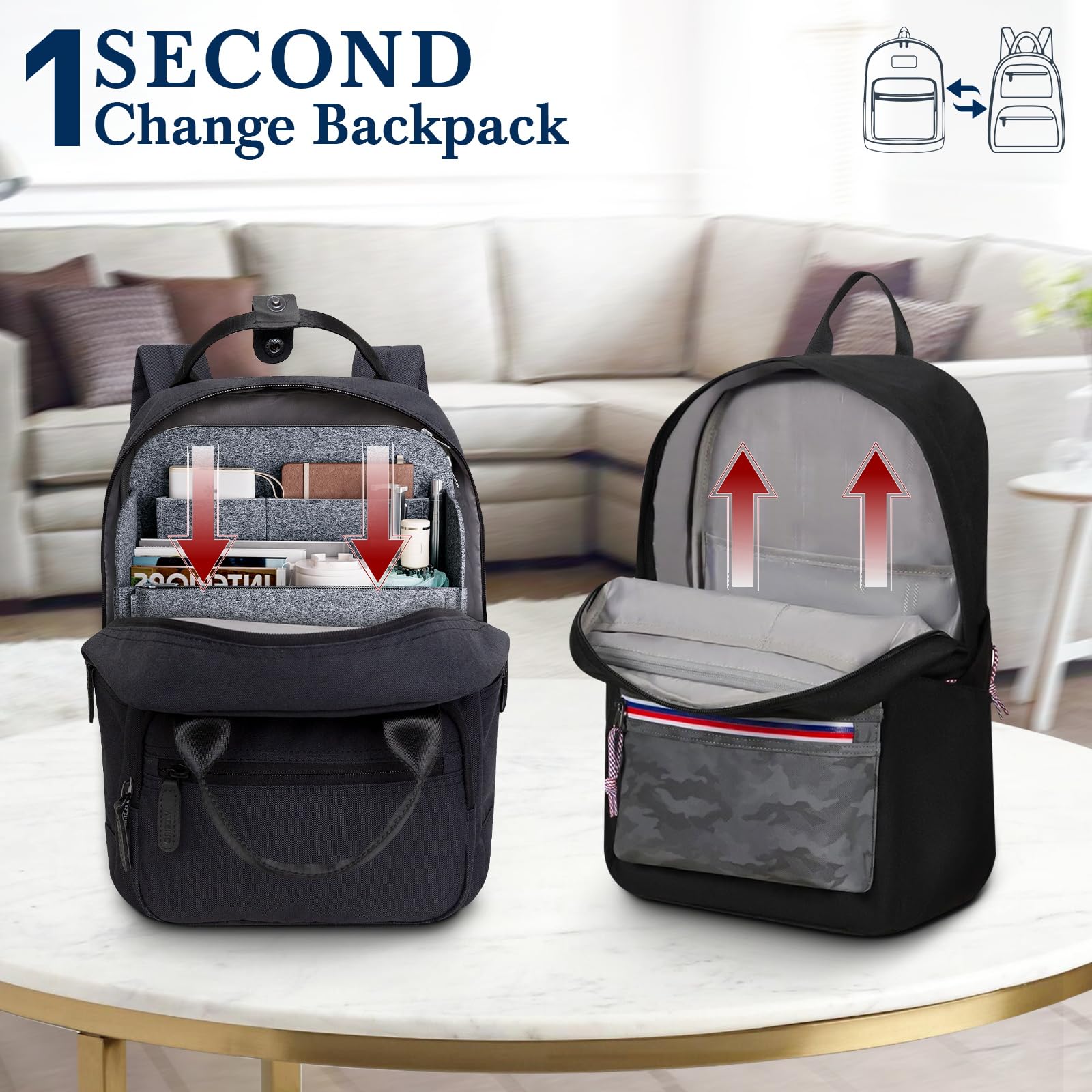 Organizador de Almacenaje y Fieltro para Mochila, Organizador de Bolso, Gris, X-Large