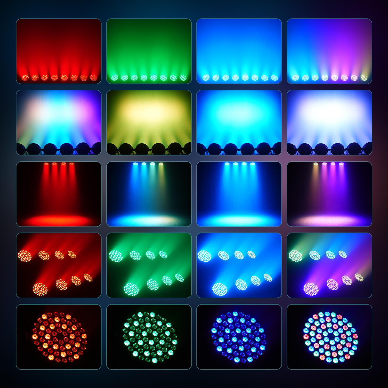 Hochleistungsfähiger 60-LED RGB PAR-Scheinwerfer, 3/7-Kanal Disco-Licht, Partybeleuchtung, RGB DMX512 mit Fernbedienung, vielfältige Lichtmodi, DJ-Licht für Weihnachten, Bühnen,Festveranstaltungen