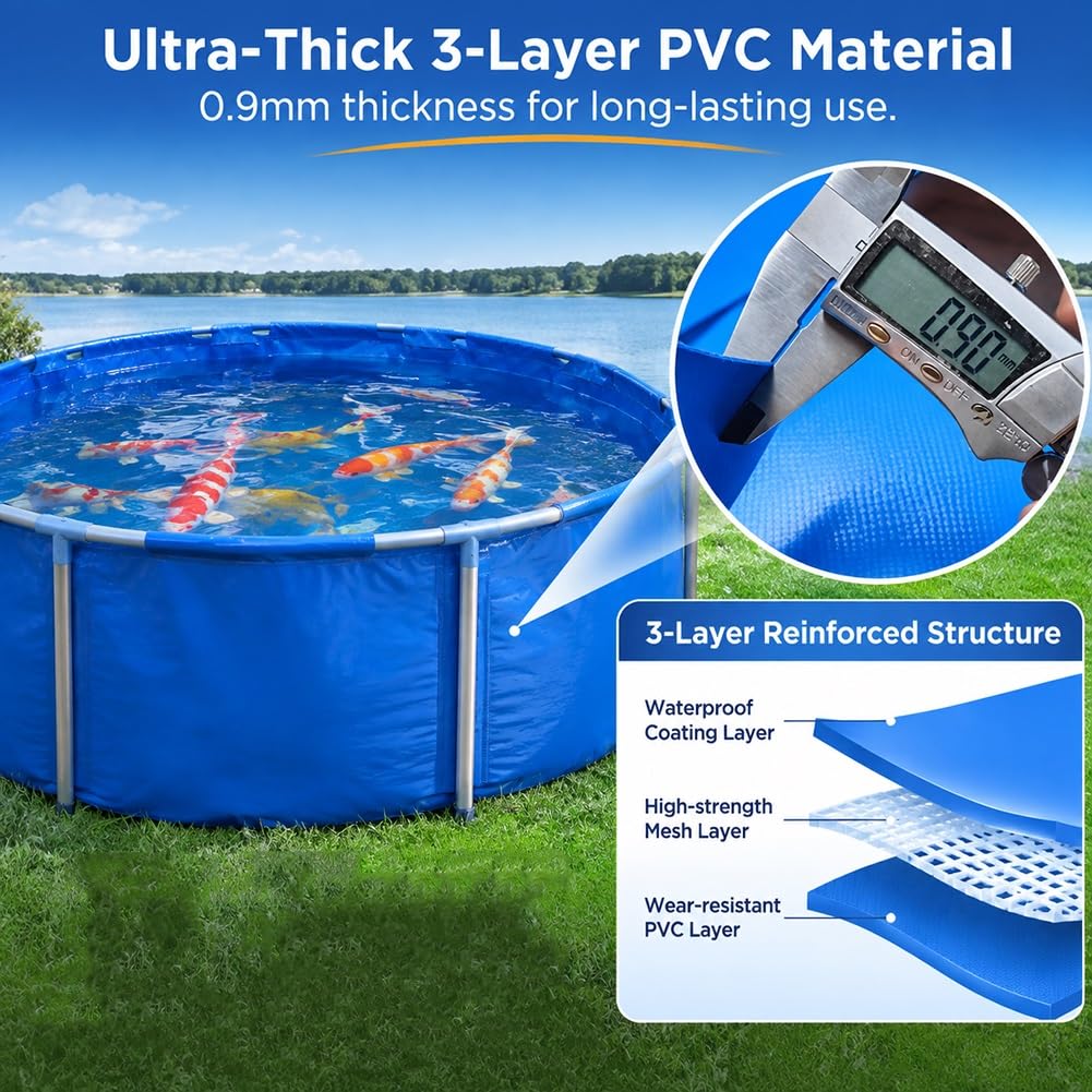Vasca per Koi in Tela Resistente con Telaio in Acciaio Inox