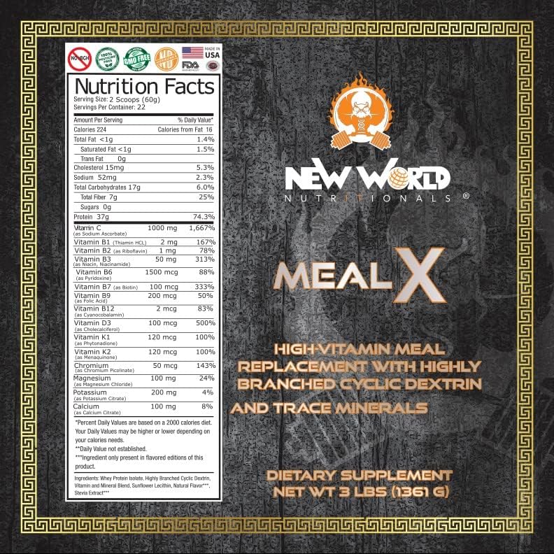 Miniatura 2 de MealX Sin gluten, reemplazo de comidas con alto contenido de vitaminas, aislado de suero sin desnaturalizar, Cluster Dextrin y oligoelementos