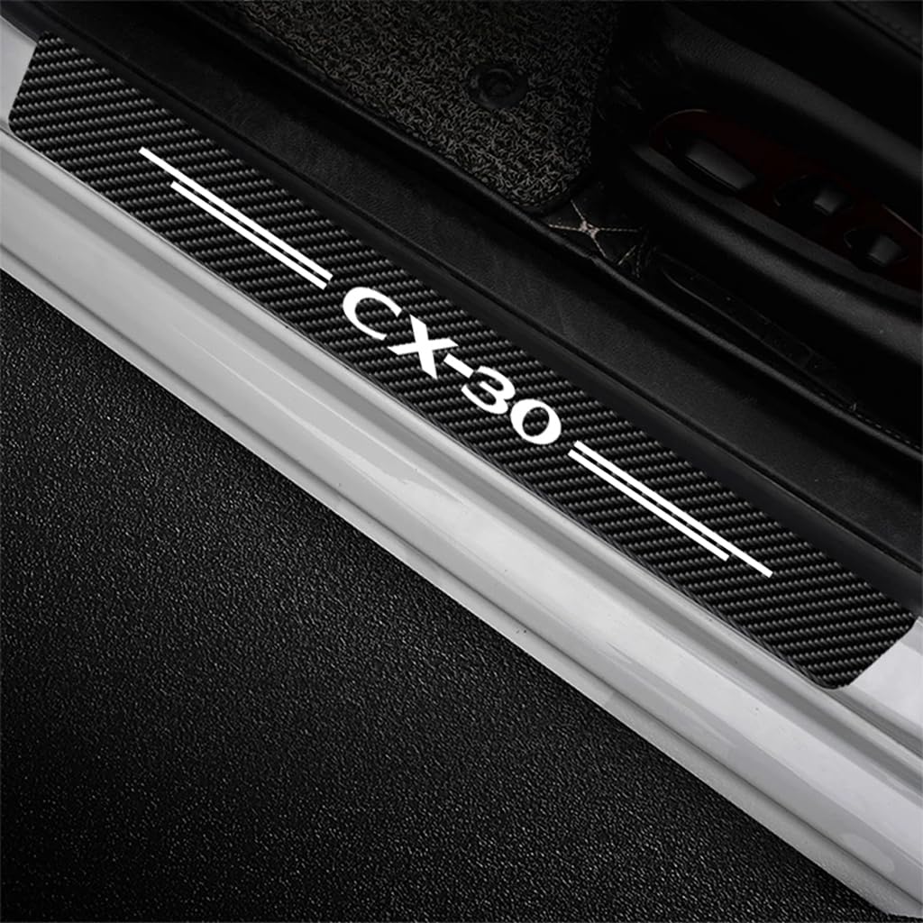 4 Pezzi Adesivi per Battitacco per Mazda CX-30, Adesivo per Battitacco in Fibra di Carbonio Protezioni Per Davanzali Per Porte Auto