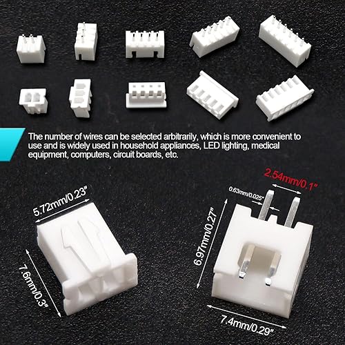 Miniatura 5 de Twidec /500PCS Kit de conector JST de 0.100 in con conector macho y hembra de 2/3/4/5/6 conector de vivienda de clavija macho y hembra de 0.100 in