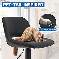 Vista 4 de YOUNIKE Black Bar Stools Set of 2 Compact Modern Swivel Barstools, Adjustable Counter Height Bar Stools Faux Leather Upholstered Bar Stool with