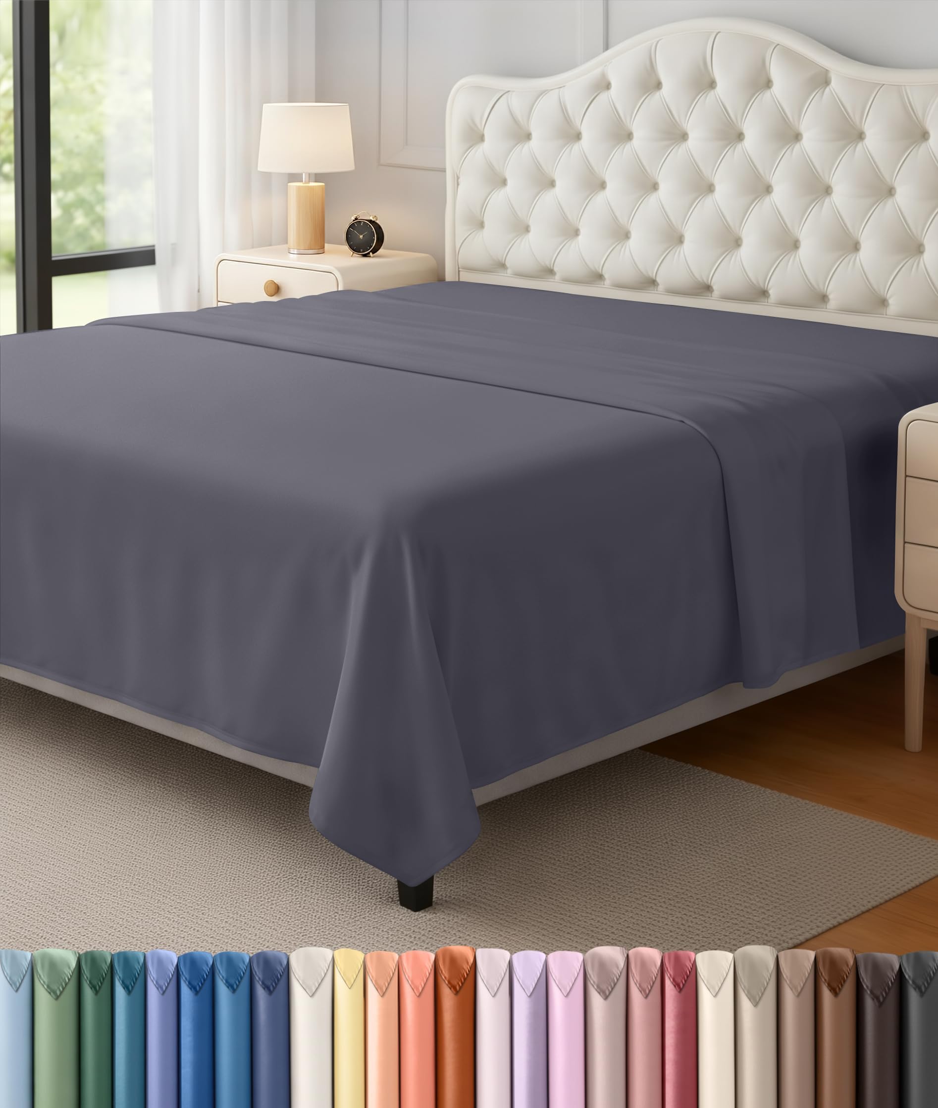 Utopia Bedding Flat Sheet - Soft Brushed Microfiber Fabric - Shrinkage & Fade Resistant Top Sheet - Easy Care - 1 Flat Sheet Only (Queen, Grey)
