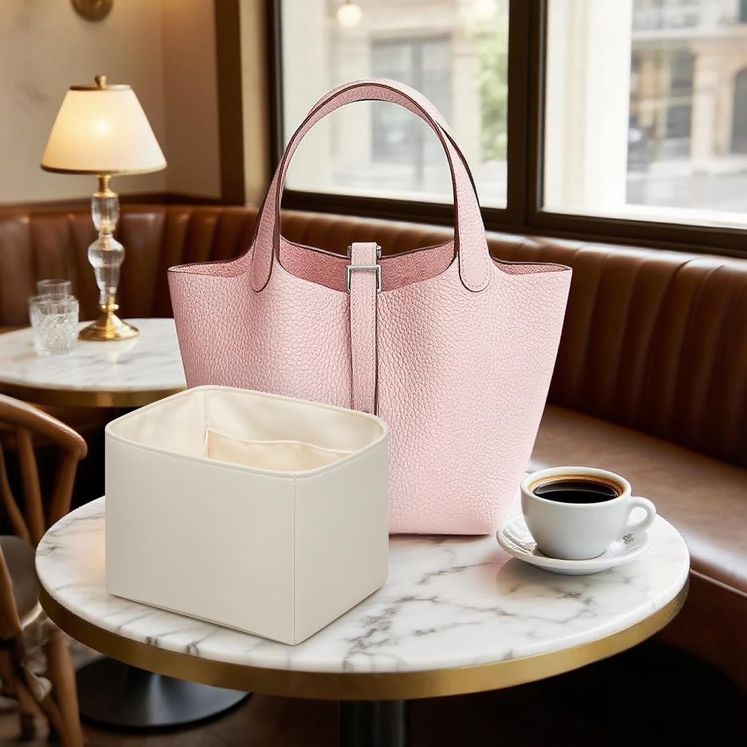 Silk Organizer for Hermes Picotin 14/18/22/26– Luxury Silky Smooth Tote Premium Handbag Insert Divider, Bag Shaper with Divider, Non-Slip Purse Inserter, with Scarf - Image 4