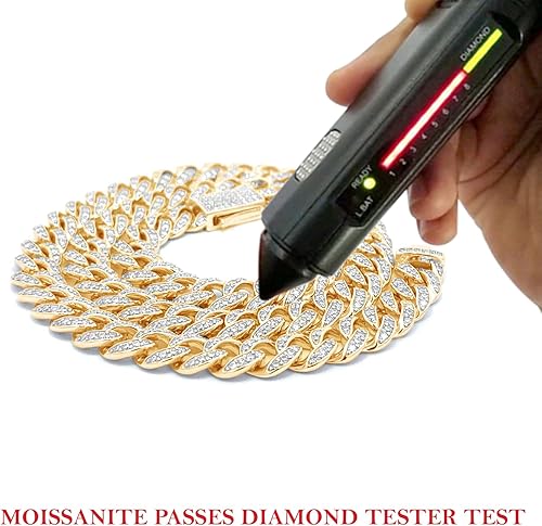 Miniatura 6 de Collar de cadena de eslabones cubanos de moissanita creada en laboratorio de 6.90 a 12.00 quilates de ancho de 0.315 in de ancho en plata esterlina