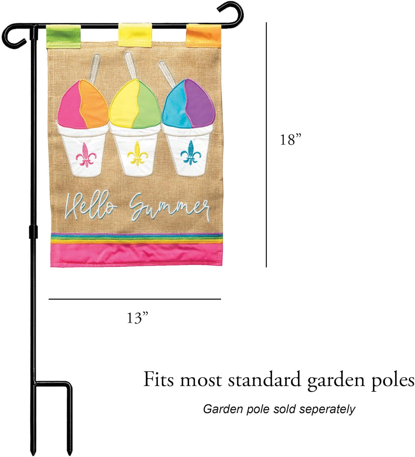 Magnolia Garden Hello Summer Fleur-de-lis Snowballs 13 x 18 Inch Polyester Garden Flag