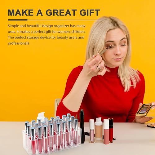 Miniatura 6 de balacoo Estante de exhibición de lápiz labial Organizador de brillo acrílico de 24 compartimentos, soporte organizador de lápiz labial, estuche