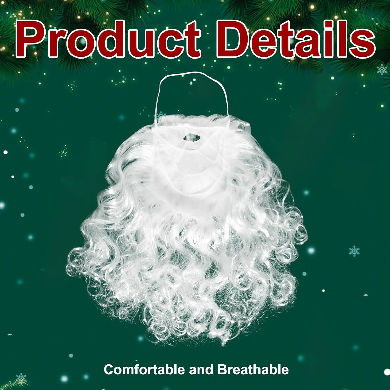 2Pcs Santa Hats and Beard for Adults Santa Claus Accessory Set Xmas Hats White Beard Mask Face Cover Christmas Outfits for Men Women - Image 3