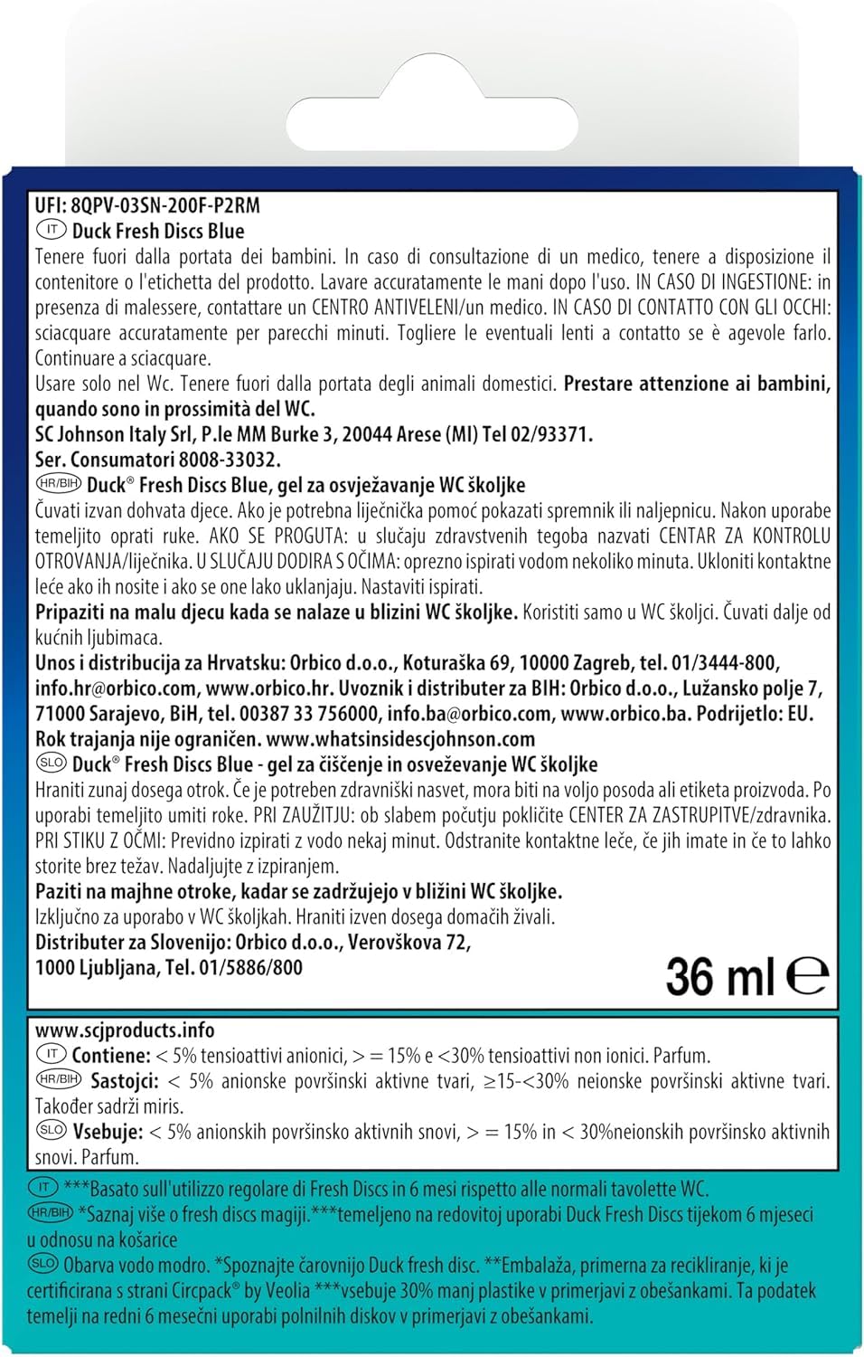Duck Fresh Discs Blue- Base per Dischi Gel Igienizzanti WC, Colora l'acqua di blu ad ogni risciacquo - Confezione da 1 Applicatore e 6 Dischetti