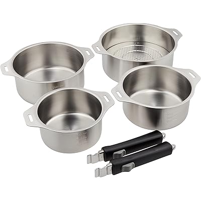 和平フレイズ 日本製 燕三条 取っ手が取れる 鍋 4点 セット 蒸し台付 ステンレス IH対応 燕三(エンゾウ) EM-032