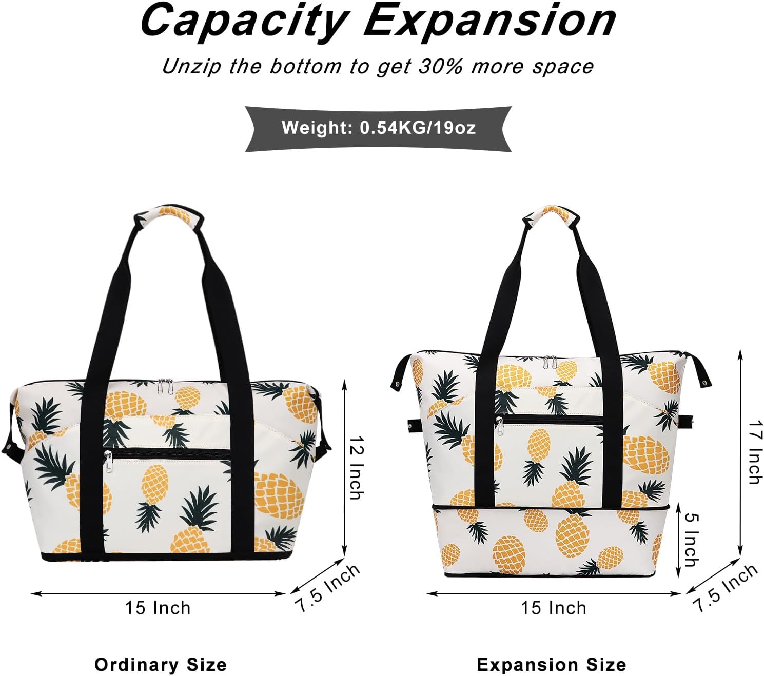 Expandable Duffel Bag for Women with Trolley Sleeve/Wet Pocket Weekender Travel Tote Large Carry On Overnight Luggage