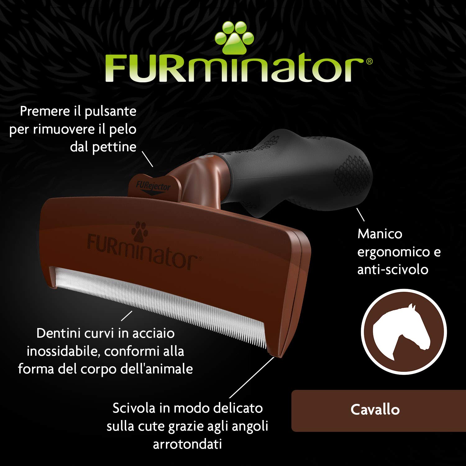 FURminator deShedding Tool Cavalli - Spazzola/striglia per cavalli per una rimozione completa del sottopelo - Design migliorato (unisex)